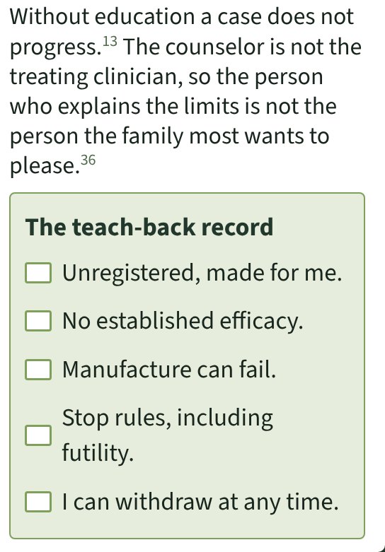 Poster panel: the teach-back record signed by three